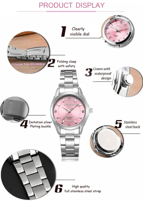 Luxury Women's Quartz Watch with Rhinestones - Image 4