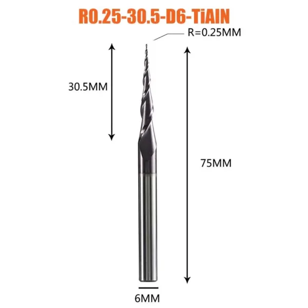 Tungsten Carbide 12PCS Ball Nose End Mill Set - Image 17