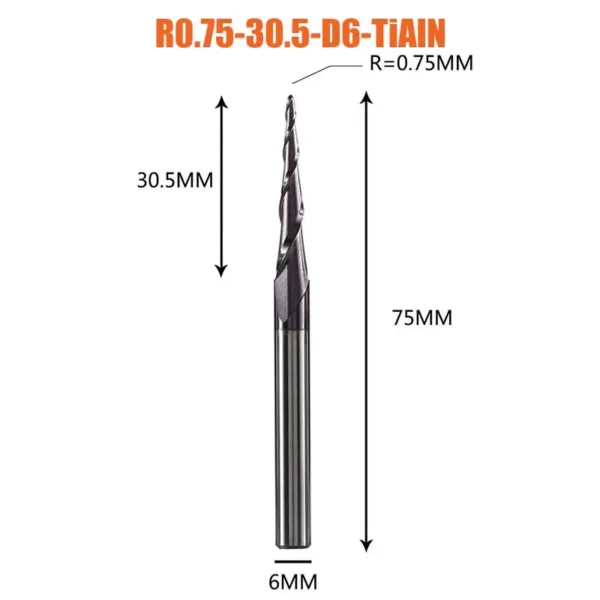 Tungsten Carbide 12PCS Ball Nose End Mill Set - Image 19