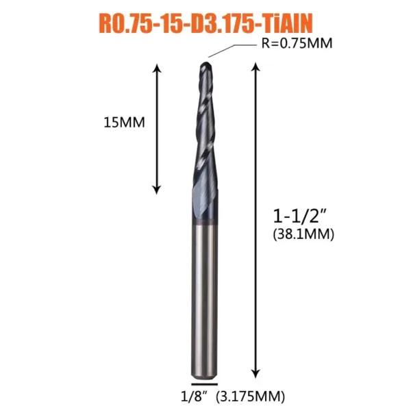 Tungsten Carbide 12PCS Ball Nose End Mill Set - Image 26