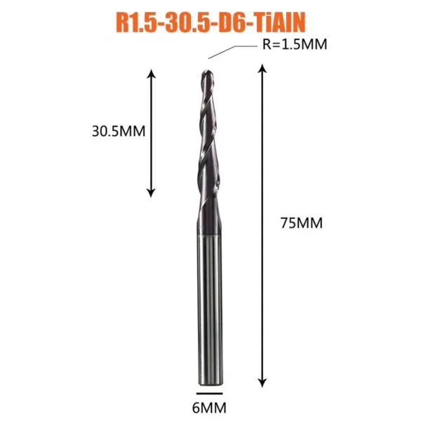 Tungsten Carbide 12PCS Ball Nose End Mill Set - Image 21