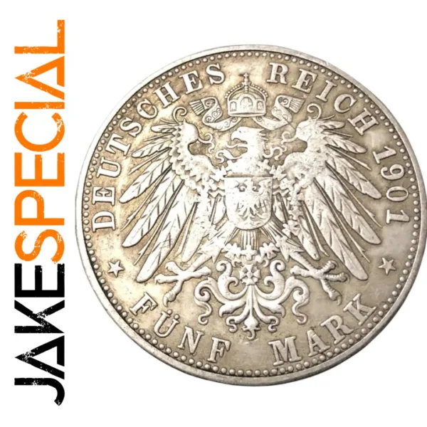 5 Mark Wilhelm II Silver Plated Replica Coin