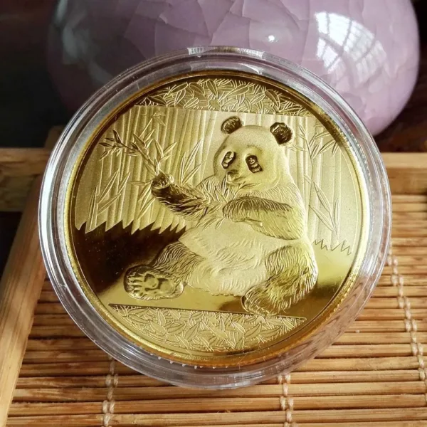 Panda Coin Replica Gold Plated 40mm Collectible