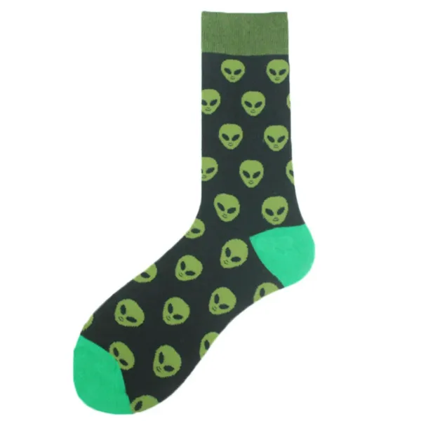 Funny Alien Planet Shark Design Cotton Socks - Image 4