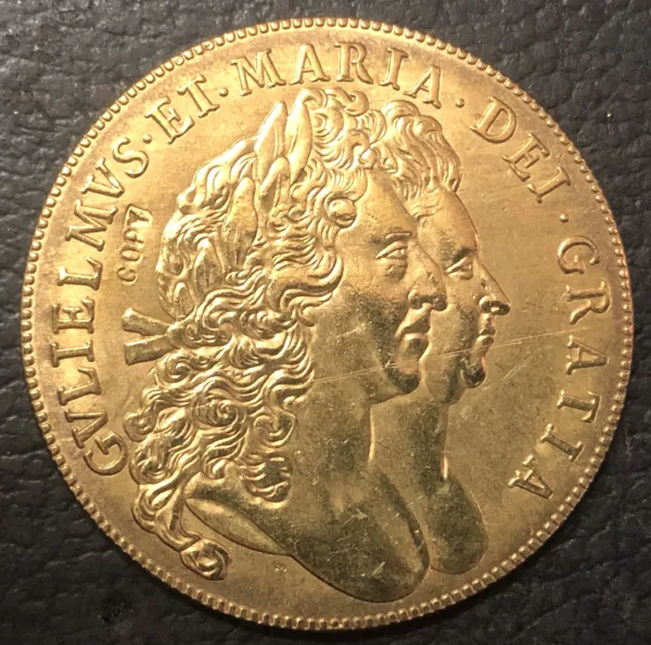 1694 Gold Plated 5 Guineas Replica Coin