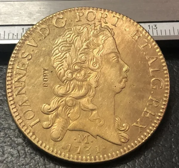 22K Gold Replica Coin - 1731 Brazil 12800 Reis