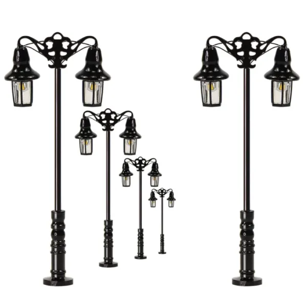 5pcs N Scale Double Headed Lamp Posts 47mm