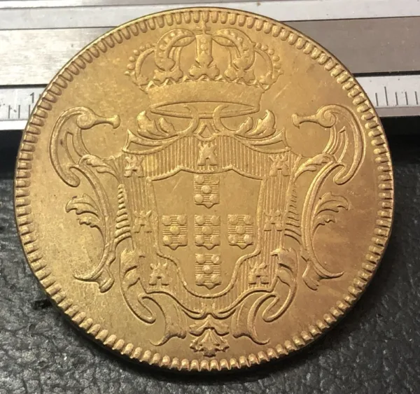 22K Gold Replica Coin - 1731 Brazil 12800 Reis - Image 2