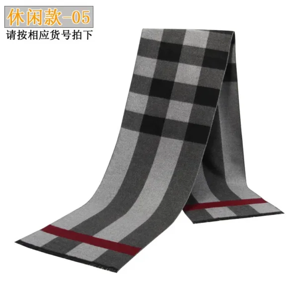 Men's Cashmere Plaid Scarf for Winter - Image 9