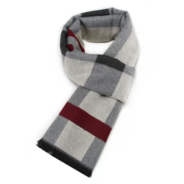 Men's Cashmere Plaid Scarf for Winter - Image 3