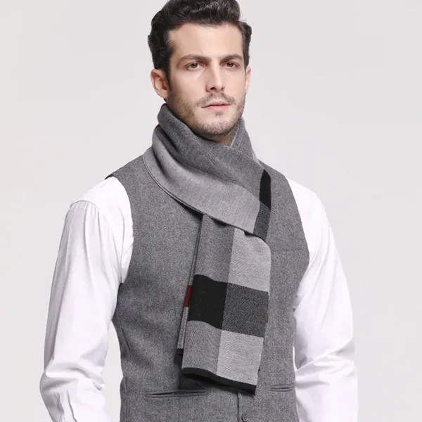 Men's Cashmere Plaid Scarf for Winter