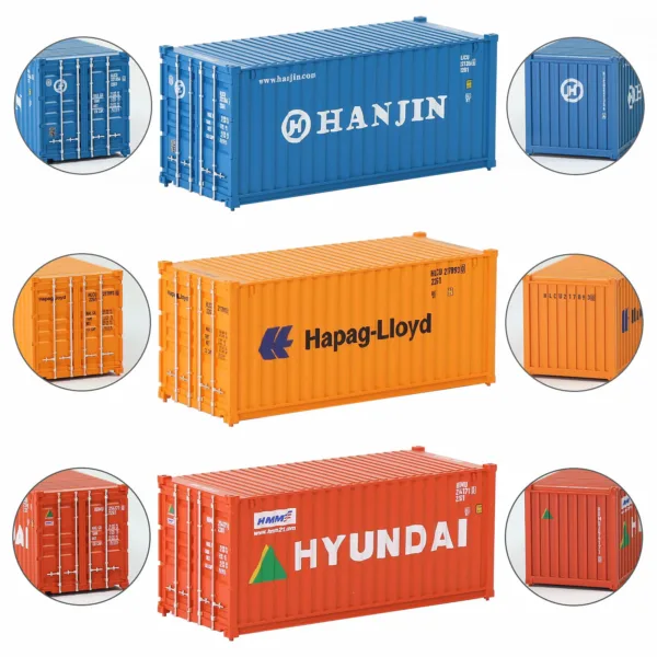 HO Scale 3pcs Shipping Containers Model Set - Image 5