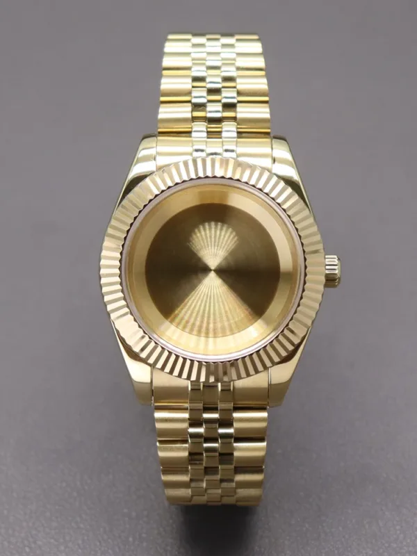 Gold Fluted Watch Case for Seiko Miyota Movement - Image 9