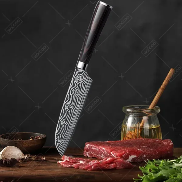 Professional Santoku Kitchen Knife 7cr17 Steel - Image 3
