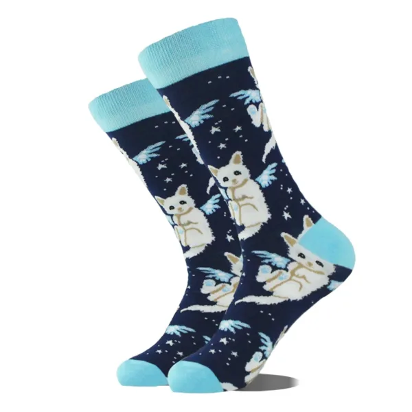 Funny Alien Planet Shark Design Cotton Socks - Image 11