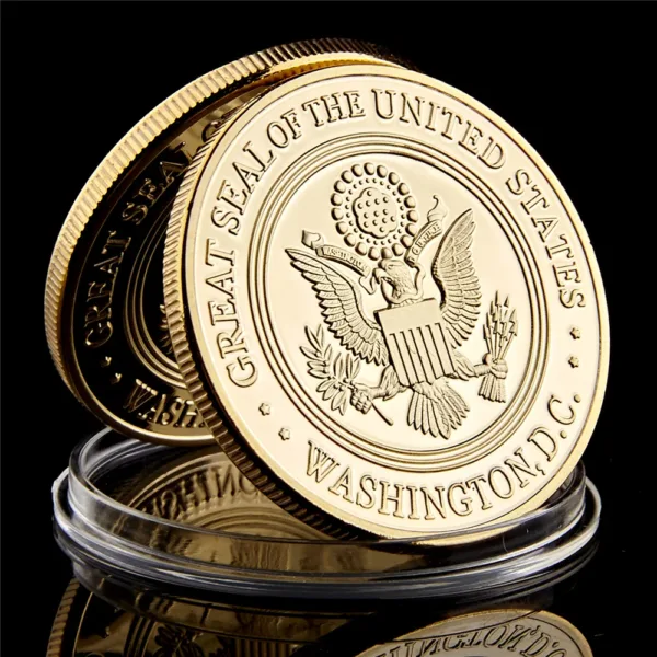 Gold Plated Freedom Eagle Challenge Coin Replica - Image 2