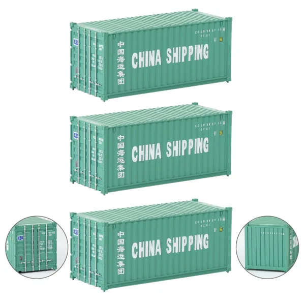 HO Scale 3pcs Shipping Containers Model Set - Image 21