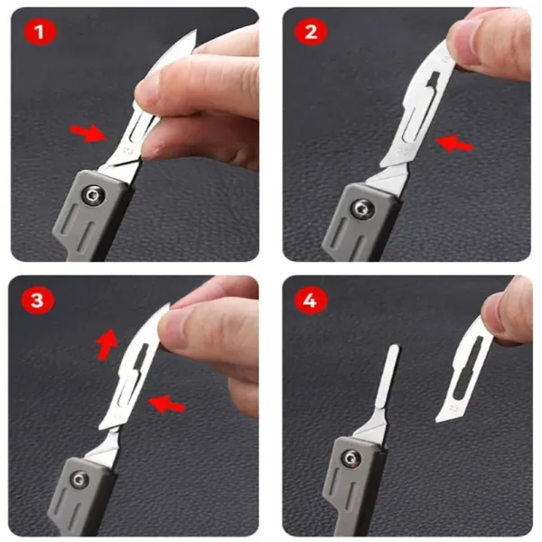 Mini Folding Scalpel Knife with 10 Blades - Image 6