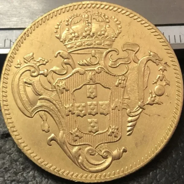 22K Gold Replica Brazil 6400 Reis Coin 1765 - Image 2