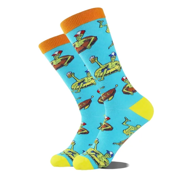 Funny Alien Planet Shark Design Cotton Socks - Image 63