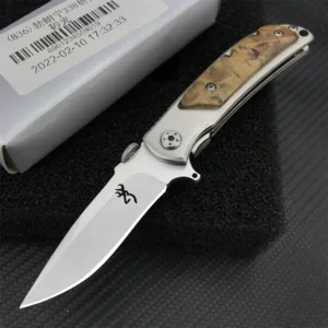 Ball Bearing Folding Knife with Wood Handle