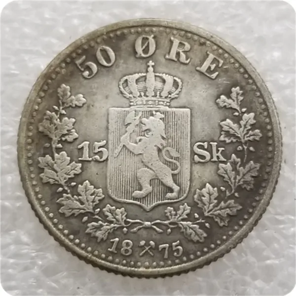 Vintage Norwegian Silver 50 Ore Replica Coin - Image 8