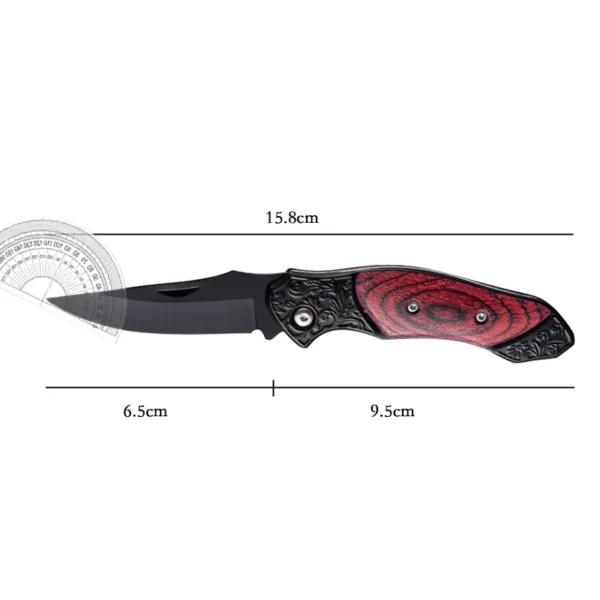 Portable Folding Camping Knife with Wooden Handle - Image 6
