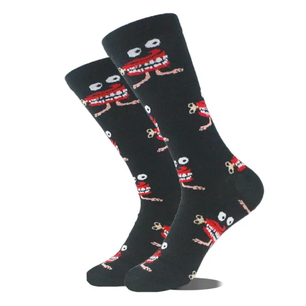 Funny Alien Planet Shark Design Cotton Socks - Image 50