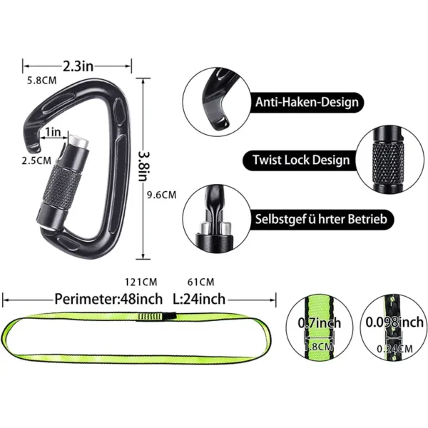 24KN Auto Lock Climbing Carabiner D Shape - Image 4