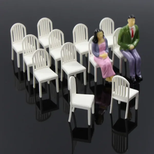 12pcs White G Scale Plastic Model Chairs - Image 2