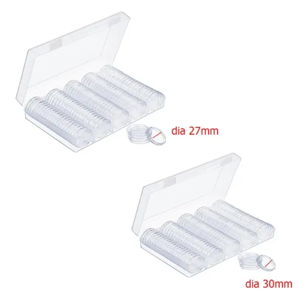 100 Clear Coin Capsules for 27mm/30mm Coins - Image 5