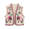 Vintage Floral Embroidered Women's Vest Jacket
