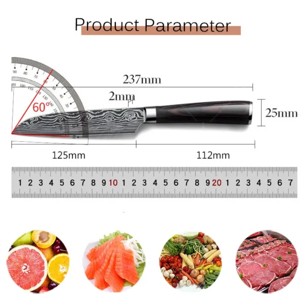 Professional Santoku Kitchen Knife 7cr17 Steel - Image 6