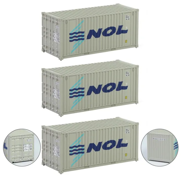 HO Scale 3pcs Shipping Containers Model Set - Image 16