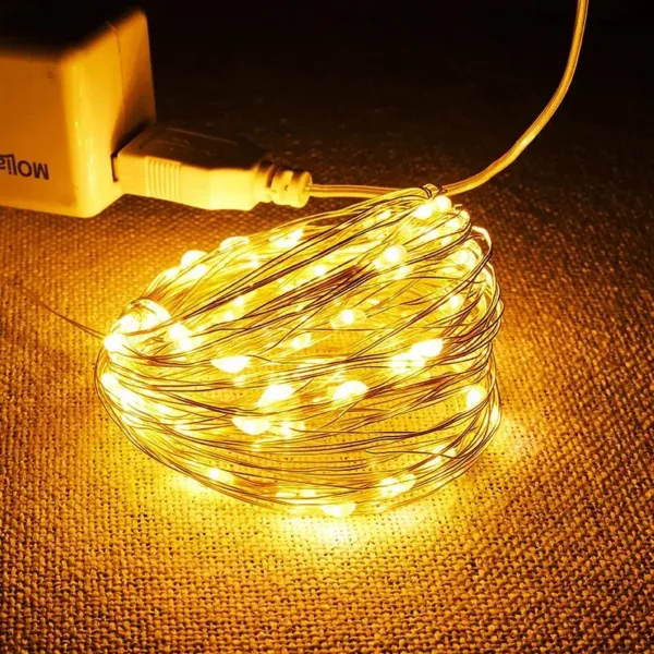 USB Powered 5M Silver Wire Fairy Lights