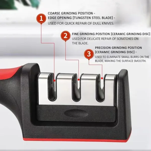 3-Stage Handheld Kitchen Knife Sharpener - Image 4