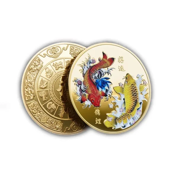 Chinese Fu Koi Carp Replica Commemorative Coin