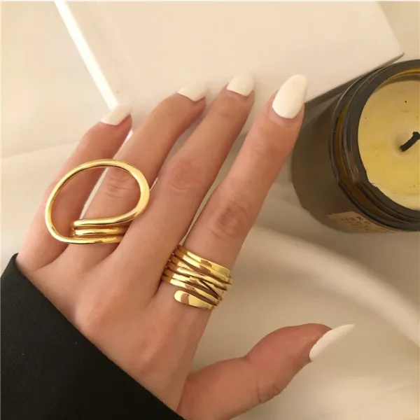 2pcs Geometric Punk Rings for Women