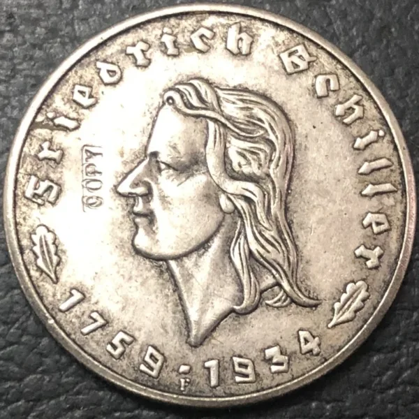 1934 Germany 5 Reichsmark Antique Replica Coin - Image 2