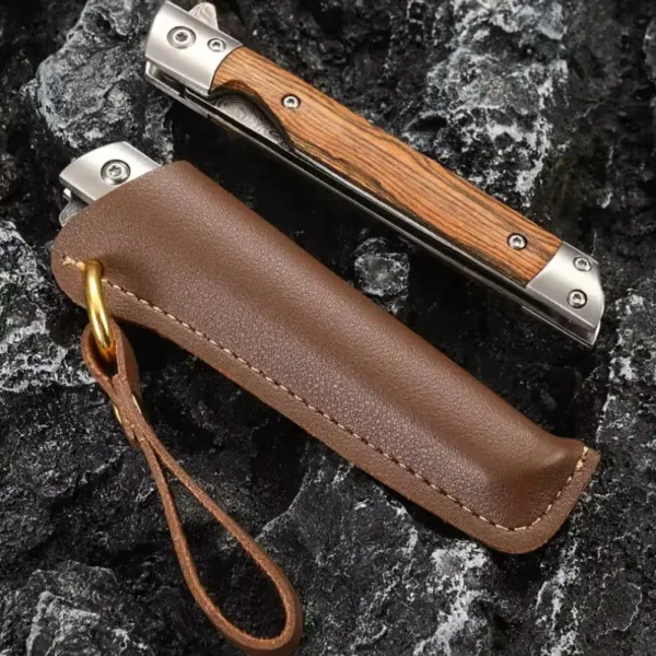 Damascus Folding Knife with Rosewood Handle - Image 4