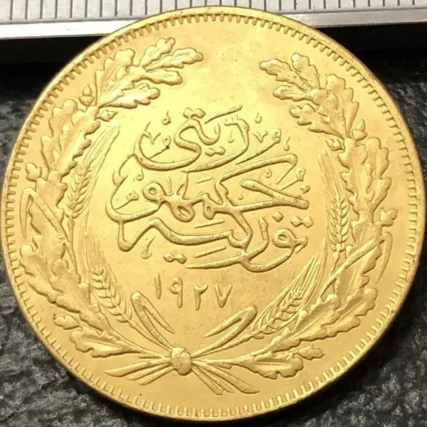 1927 Turkey 250 Kurus Antique Replica Coin - Image 2