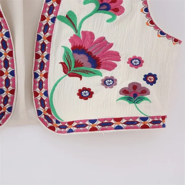 Women’s Vintage Floral Embroidered Vest - Image 7