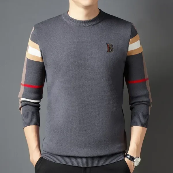 Men's Casual Striped Pullover Sweater - Image 5