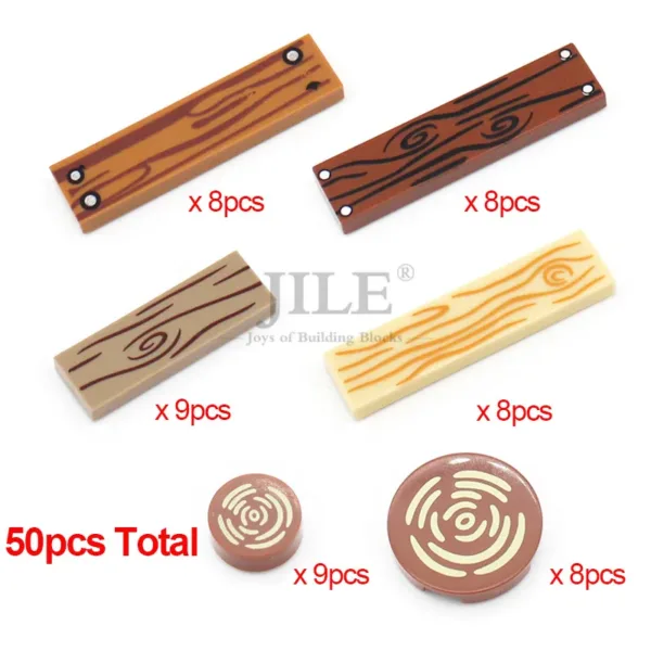 50pcs DIY Building Blocks with Wood Pattern - Image 14