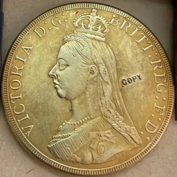 1887 UK Victorian Crown Gold Replica Coin - Image 2