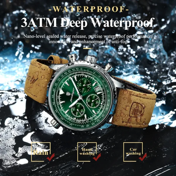 Luxury Quartz Waterproof Men's Watch with Chronograph - Image 3