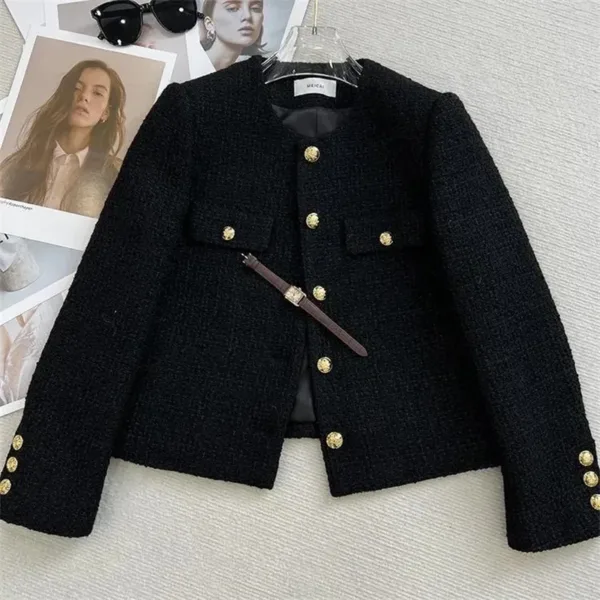 Elegant Women's Short Tweed Coat 2024