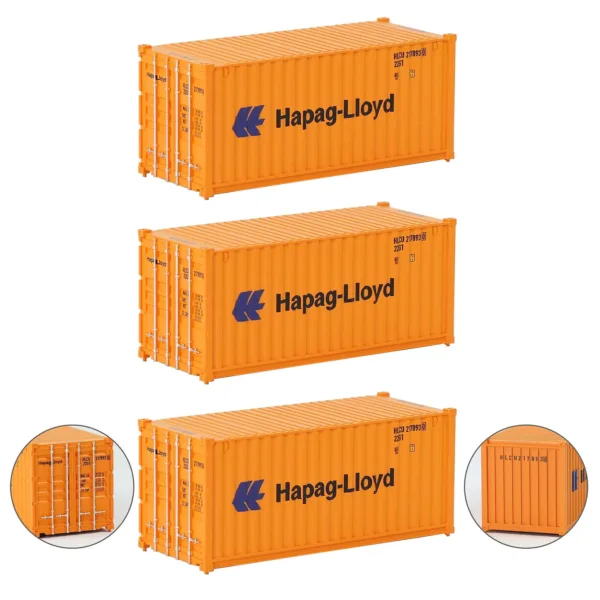 HO Scale 3pcs Shipping Containers Model Set - Image 11