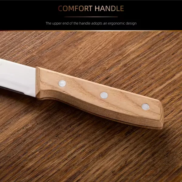 Stainless Steel Chef Knife with Wooden Handle - Image 3