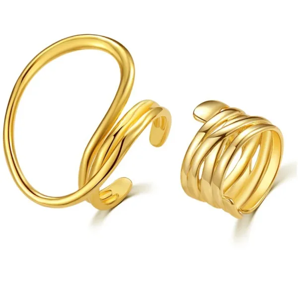 2pcs Geometric Punk Rings for Women - Image 5